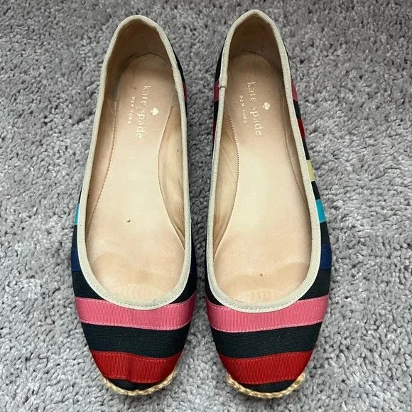 GUC Kate Spade Multicolor Striped Women's Flats 6 - Picture 2 of 10